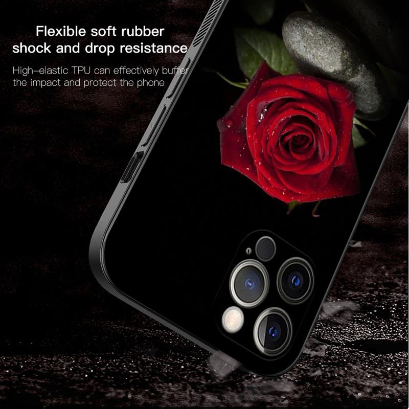 Чехол для телефона Apple Iphone 14 13 12 11 Pro Max 13 12 Mini Xs Max Xr X 7 8 6 6s Plus, чехол в виде ракушки, роза, тюльпан, зеленые побеги, цветы