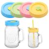 1/4Pcs Drinking Food Storage Leak-Proof With Straw Hole Jar Caps Mason Jar Lids Canning Lids