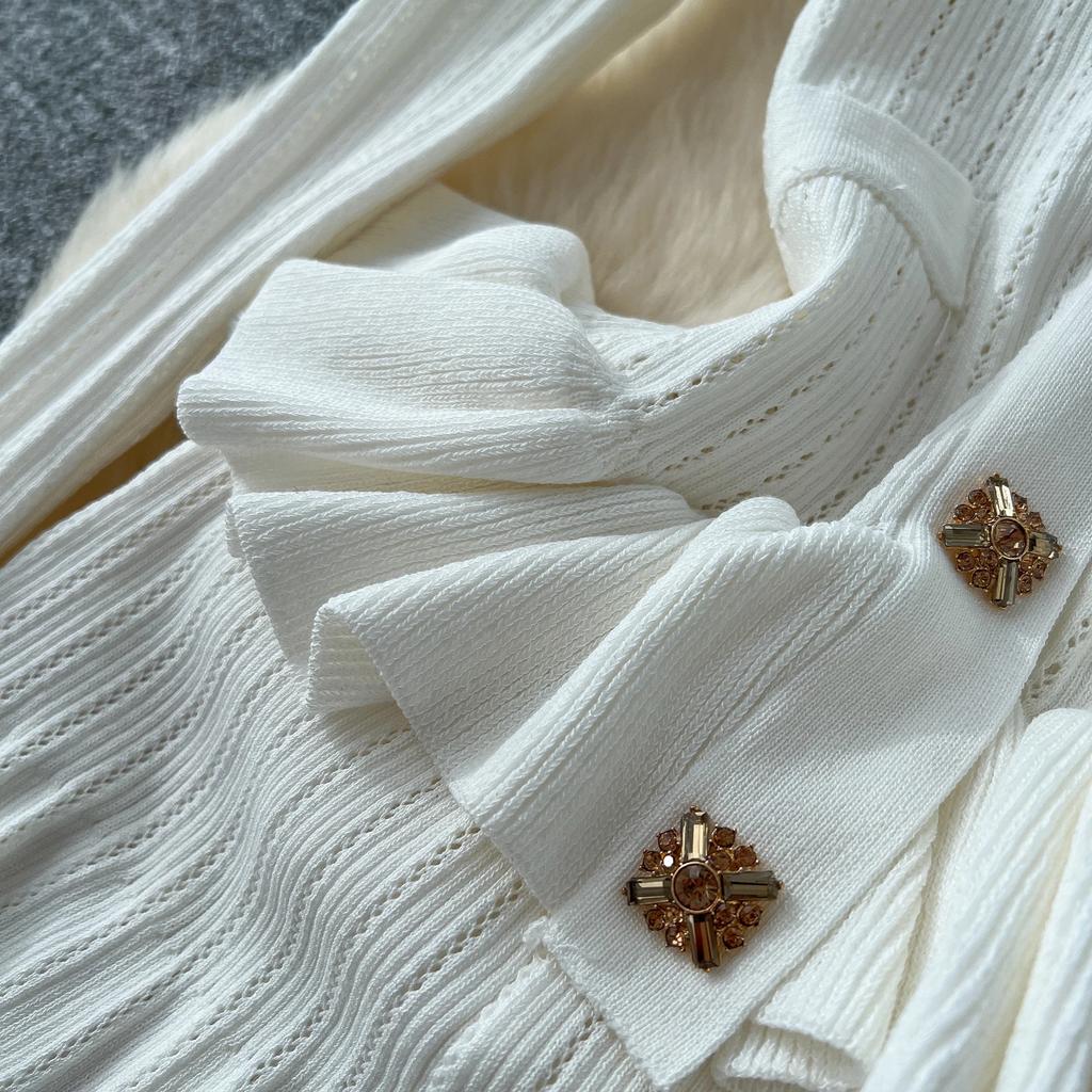 Элегантные вязанные винтажные шикарные платья с V-образным вырезом и длинными рукавами, облегающие платья для офисных леди во французском стиле, одежда для улицы, осень-зима