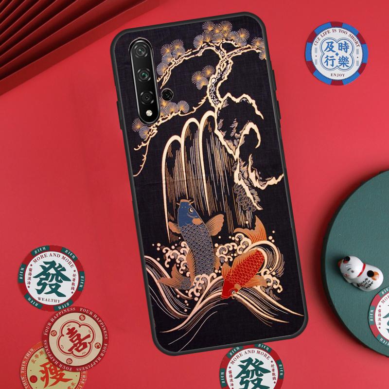 Китайские рыбы кои для Huawei Nova Y60 Y70 Y90 Y72 Y73 Y61 Y91 7i 8i 11i 12i 12s 9 10 SE P20 P30 P40 Lite Чехол