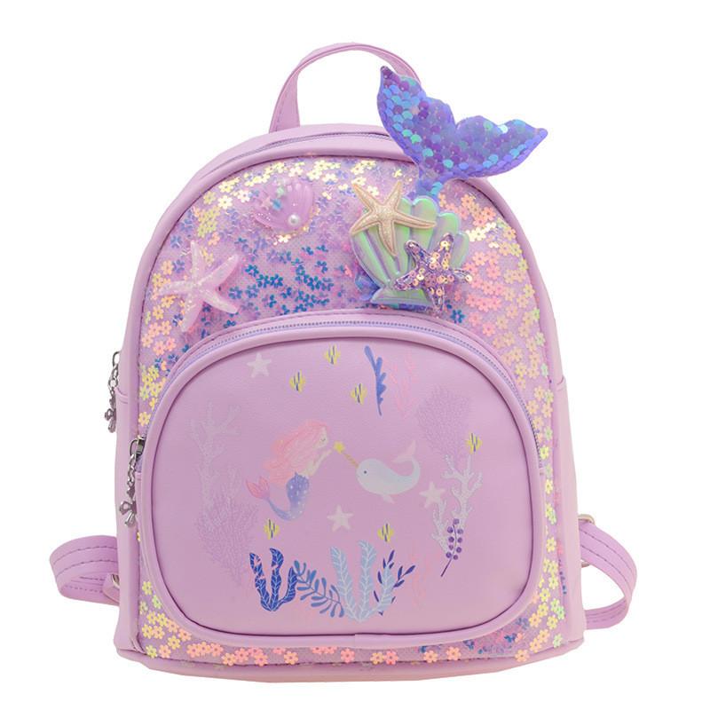 Kids Backpack Mermaid With With Shell Shimmer Starfish Design Childrens For