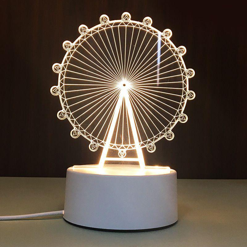USB Настольная лампа с акриловой панелью с 3D-эффектом и светодиодной подсветкой для праздничного декора