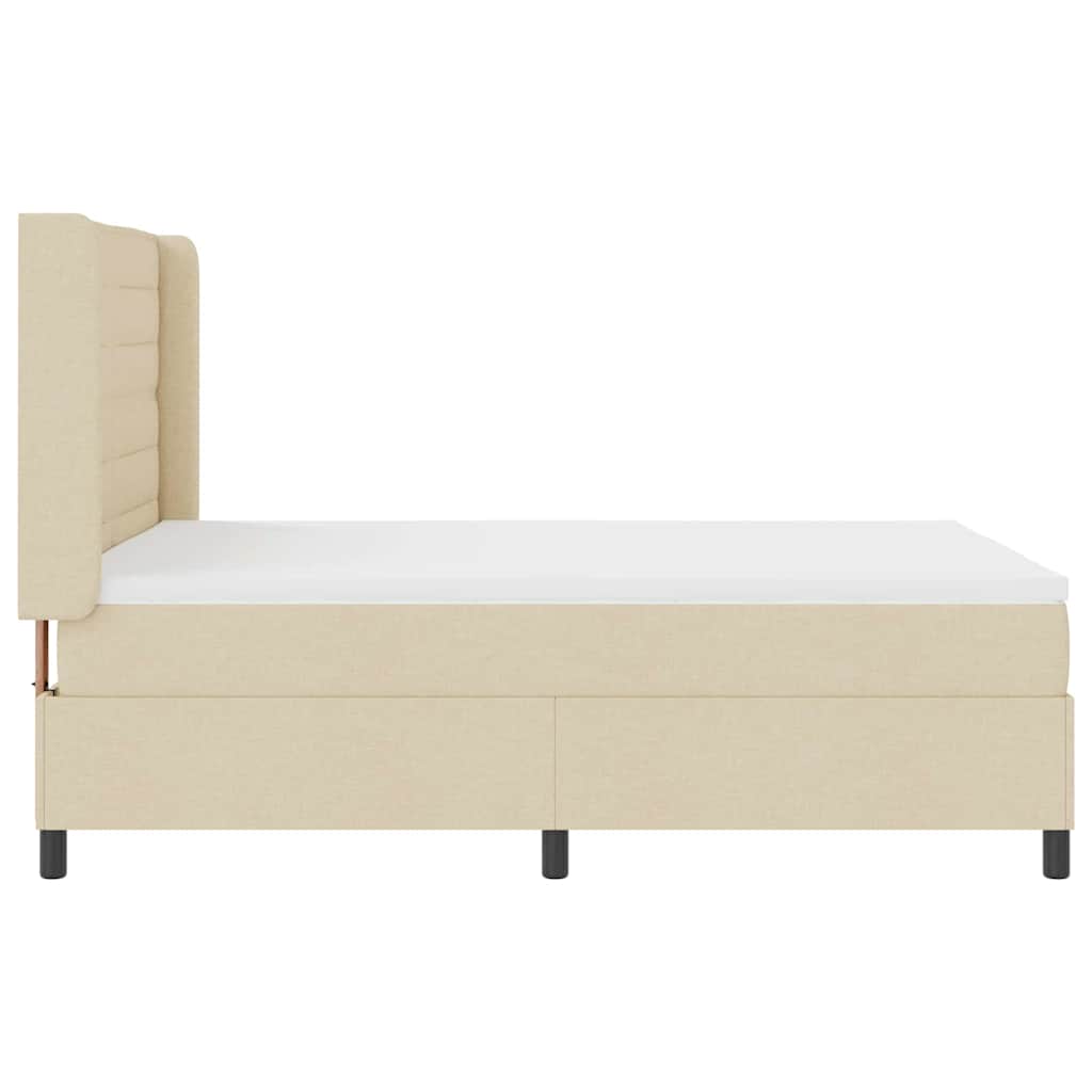 LED Boxspring Bed with Mattress Cream 160 x 200 cm Fabric