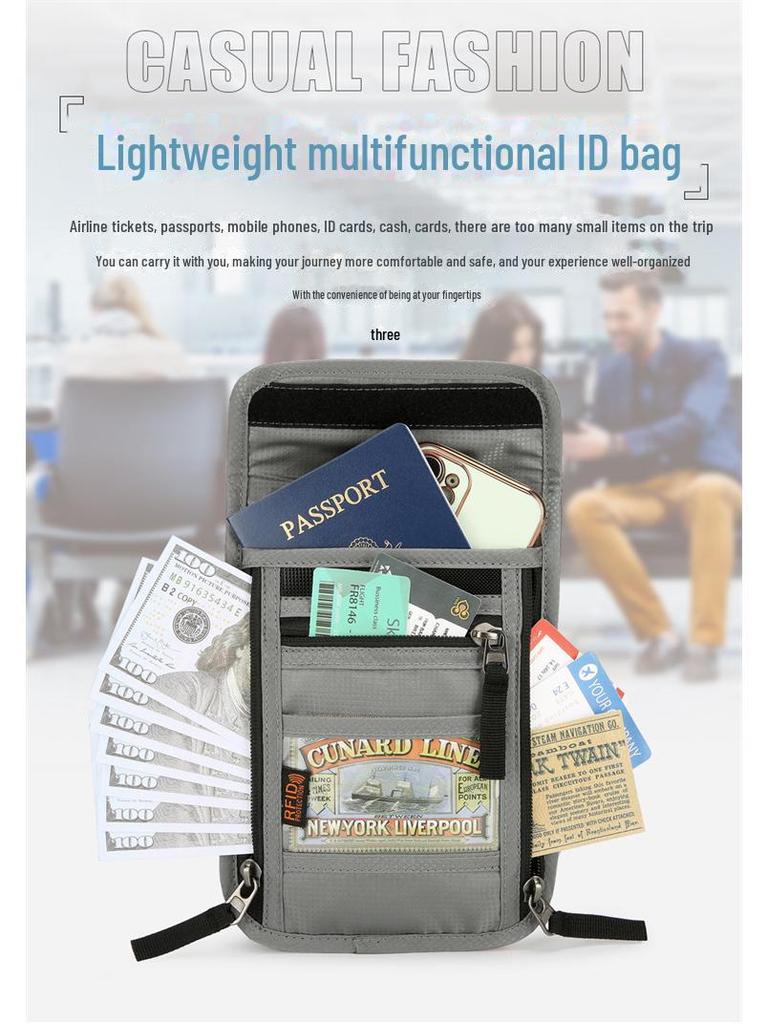 Multipurpose Anti-Theft Neck Wallet: Slim Passport & ID Holder for Convenient Travel