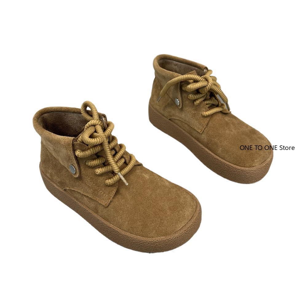 MartinBoots Women's British Style Retro Frosted Lace Up Short Boots 2024 Flat Bottomed Short Tube Casual Boots Motorcycle Boots