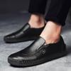 Men's Casual Patchwork Leather Zip Split Round Toe Slip-on Shoes Fashion Antiskid Suture Sole Loafer