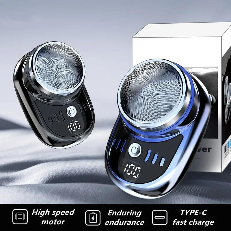 Мужская мини-электробритва для путешествий, зарядка через USB, бритье лица, бритва для бороды, моющийся нож, бритва для лица и бороды, карманный размер, автомобильная/домашняя бритва