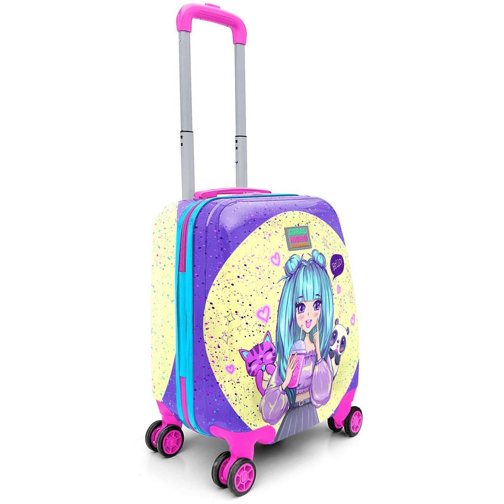 coral high Детский детский чемодан с фиолетовым и розовым рисунком для девочек в стиле аниме 16705
