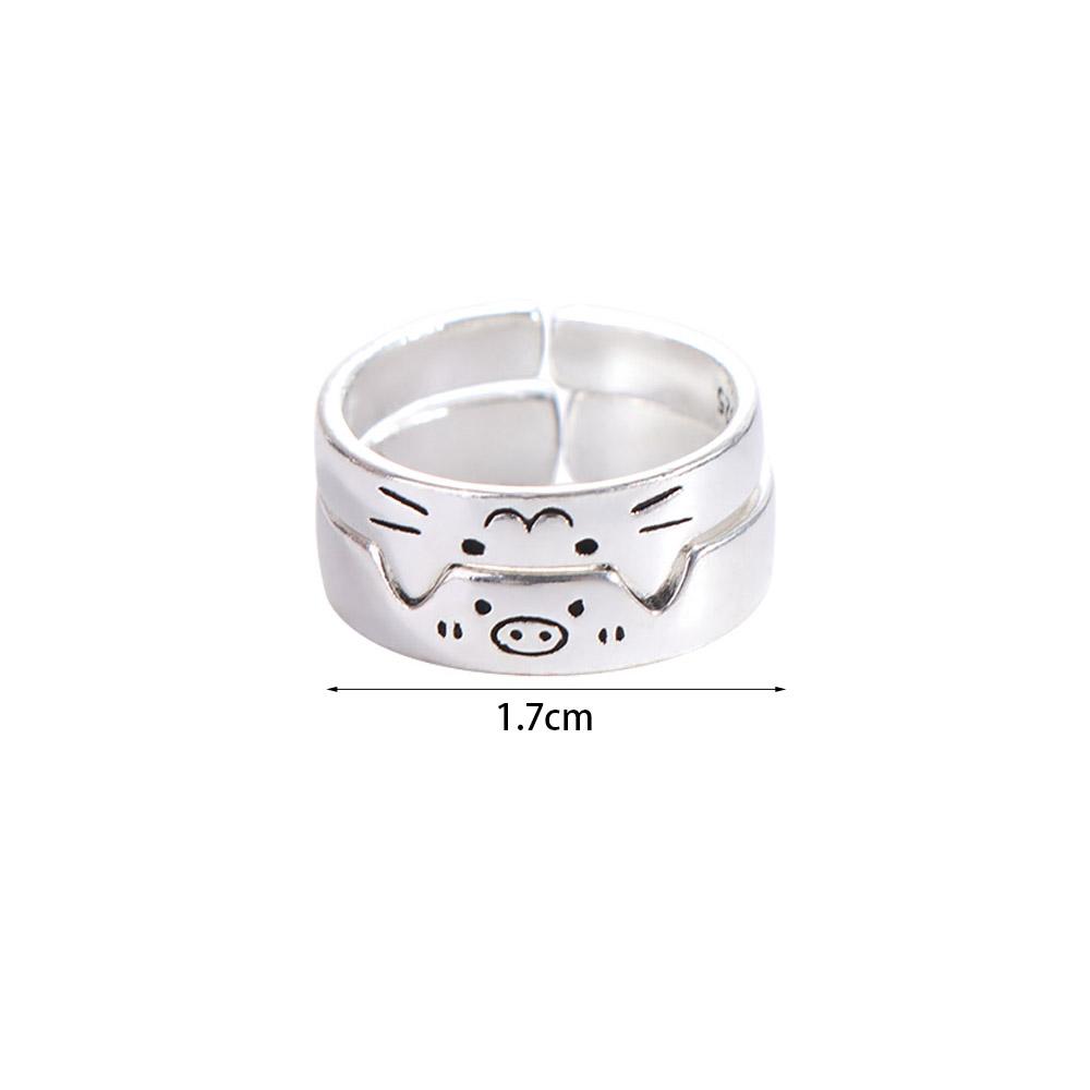 Cute Dog Cat Opening Ring Geometric Valentine's Day Gift Stackable Animal Couple Ring Couple