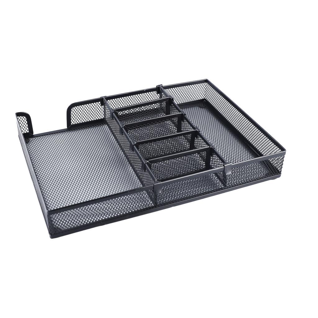 Desk Organizer Tray DIY Stable Prevent Slip Metal Mesh Desktop Storage Tray for Home School Office Supplies