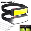 COB 180° Floodlight LED Headlamp FlashlightFlashlight 3 Modes Built-in USB Rechargeable Battery Head Lamp Hiking Camping Lamp