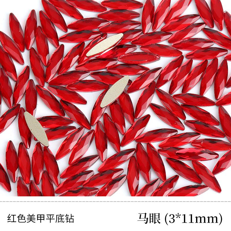 Red Nail Art Jewelry Drill Flat Bottom Special-Shaped Drill Water Drop Horse Eye New Year'S Red Nail Glass Sticker Drill