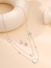 Kicky and Perky 925 стерлингового серебра перламутр станция многослойное ожерелье сердце любовь серьги комплект ювелирных изделий для женщин