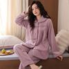 Pajamas Women Winter Coral Fleece Thickened Fleece Warm Flannel Middle-Aged Mother Can Wear Loungewear Suit