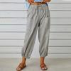 Women's Summer Cotton Linen Pants Elastic Waist Oversized Trousers Loose Drawstring Pocket Long Pants