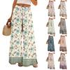 Женские летние брюки-палаццо в стиле бохо с высокой талией, широкие повседневные брюки с цветочным принтом и карманами