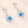925 Sterling Silver New Woman Fashion Jewelry High Quality Blue Pink White Purple Crystal Zircon Selling Earrings