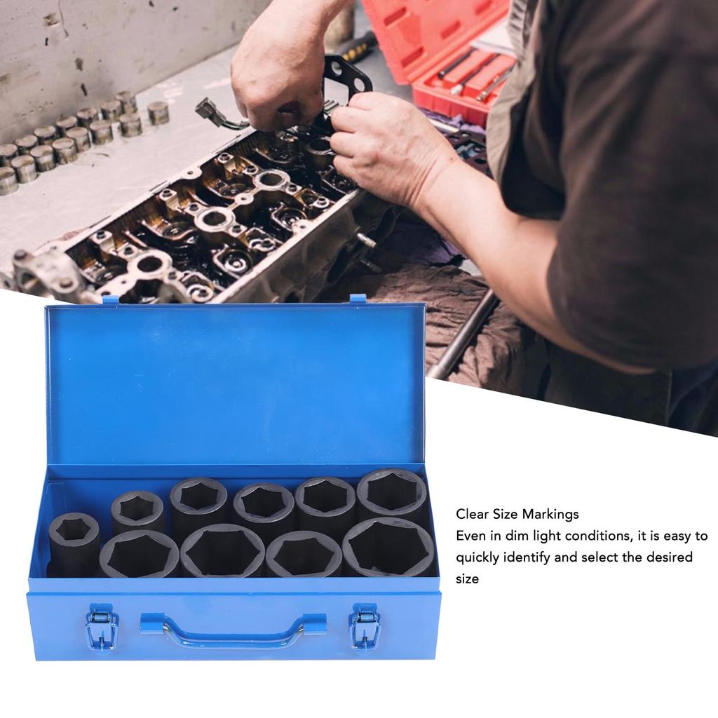 Set 1in Drive Deep Impact Socket Heavy Duty Impact Socket Set with Iron Storage Box 1in Drive Master Impact Socket Set