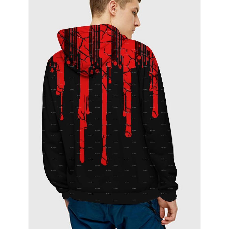 3D Printed Men's Hoodie with Colorful Graffiti Patterns, Trendy Sportswear Autumn Winter Pullovers Long Sleeves