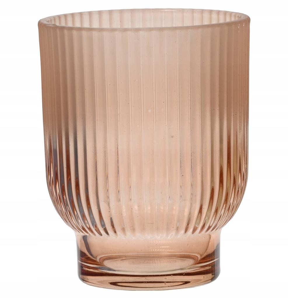 Decorative Glass Candle Holder, Ribbed, Colored, 1 Piece