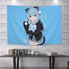 1PC Cartoon Anime Cat Ears Girl Tapestry Wall Hanging Bohemian Fashion Wall Cloth for Student Dorm Home Decoration