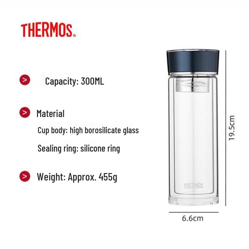 Thermos Дорожная кружка из боросиликатного стекла с двойными стенками