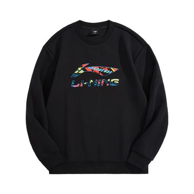 Li Ning Повседневная Мода Логотип Универсальный Удобный Пуловер с Круглым Вырезом Свободная Толстовка Унисекс толстовка AWDUH61-1