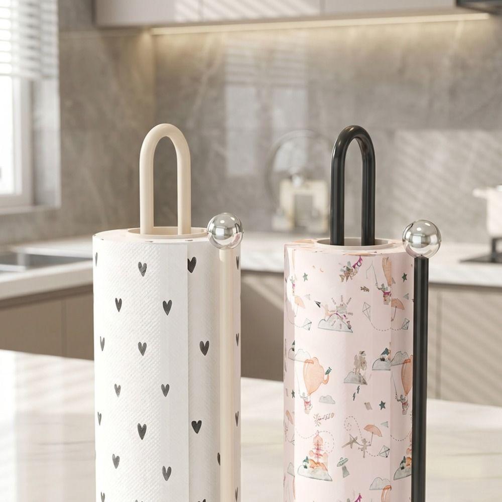 Stable Base Paper Towel Holder Non-slip Easy to Tear Vertical Napkin Dispenser Multifunctional Space Saving