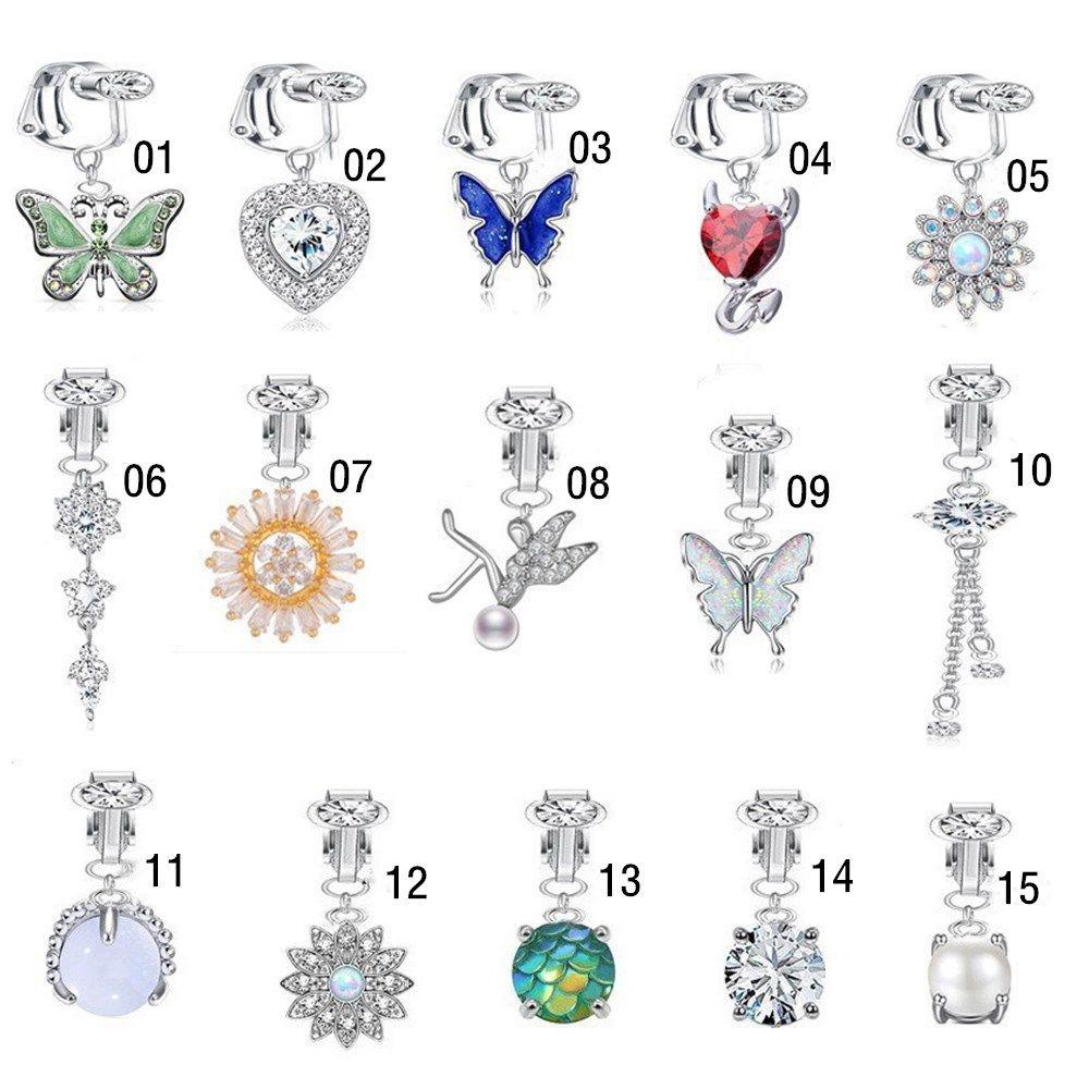 Button Ring Earrings Cartilage Clip Faux Belly Piercing Body Jewelry Fake Belly Ring Navel Rings