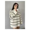 Women's Sweater, Women's Oversize Striped Half Turtleneck Knitwear Sweater, Striped Sweater, Oversize Sweater