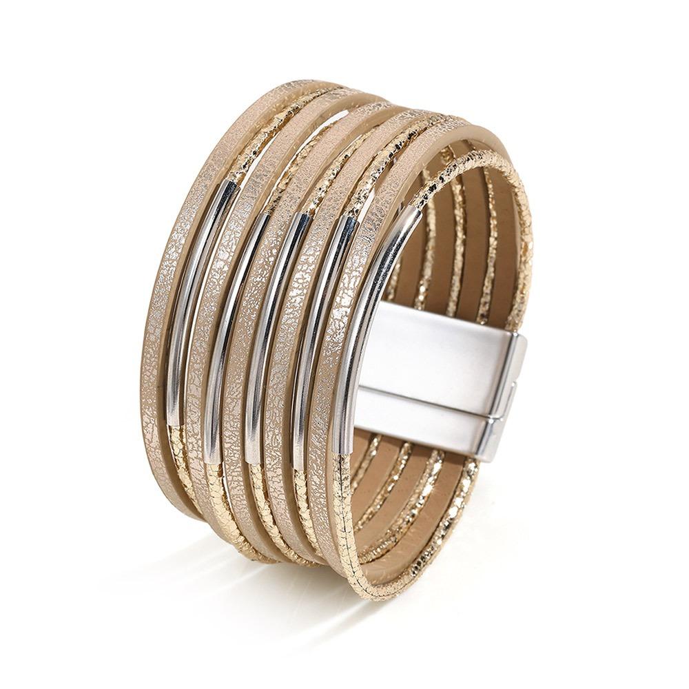 Punk Chunky Bracelet Metal Tube Decoration Multilayer Bracelet Fashion Jewelry
