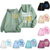 Women's Zip Up Hoodies Teen Girls  Flowers Printed Sweatshirt Clothing Casual Drawstring Jacket With Pockets