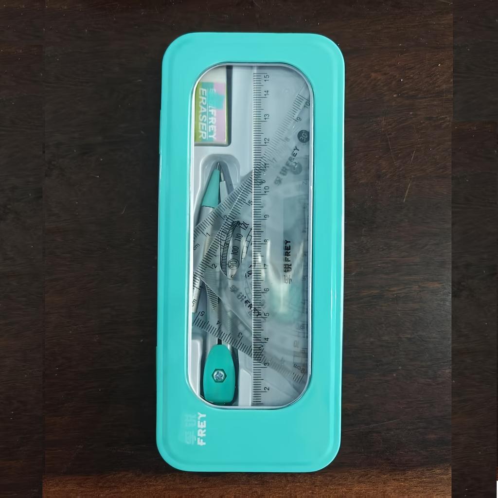 1 набор сверхпрочного 7-в-1 универсального измерительно-чертежного набора с циркулем, транспортиром, линейкой, калькулятором, точилкой для карандашей, ластиком, ручкой