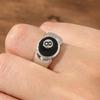 Punk Style Billiard Number Black 8 Opening Adjustable Rings Metal Alloy Rings Fashion Hip Hop Rock Jewelry For Women And Men