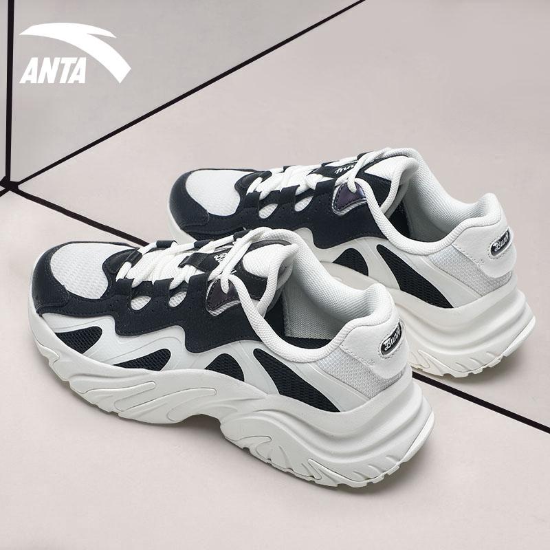 Anta Lifestyle Series Ткань Синтетическая кожа Повседневные удобные нескользящие низкие повседневные туфли Женские кроссовки Белый Черный 122338884-2