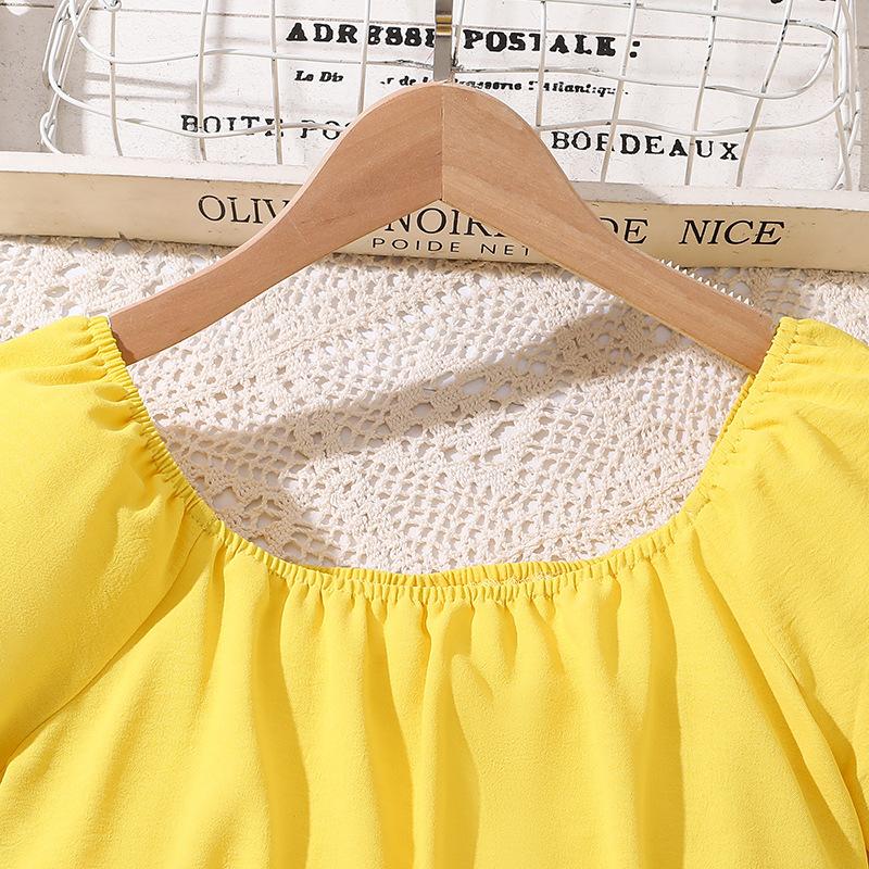 Костюм для отдыха для девочек, весенне-летняя детская мода, топ с короткими рукавами, широкие брюки, костюм из двух частей