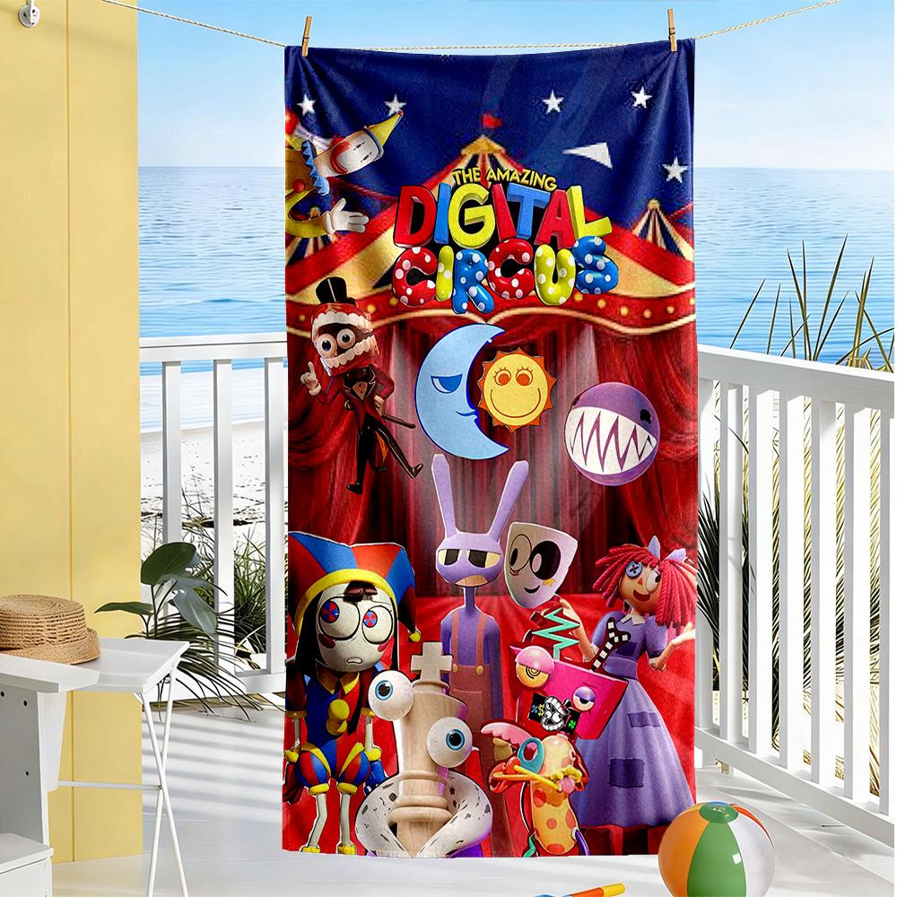 Digital Circus Beach Towel Super Soft Microfiber Quickdry Fabric Comfortable Lightweight Suitable for Swimming, Gym, Camping, Yoga Vacation
