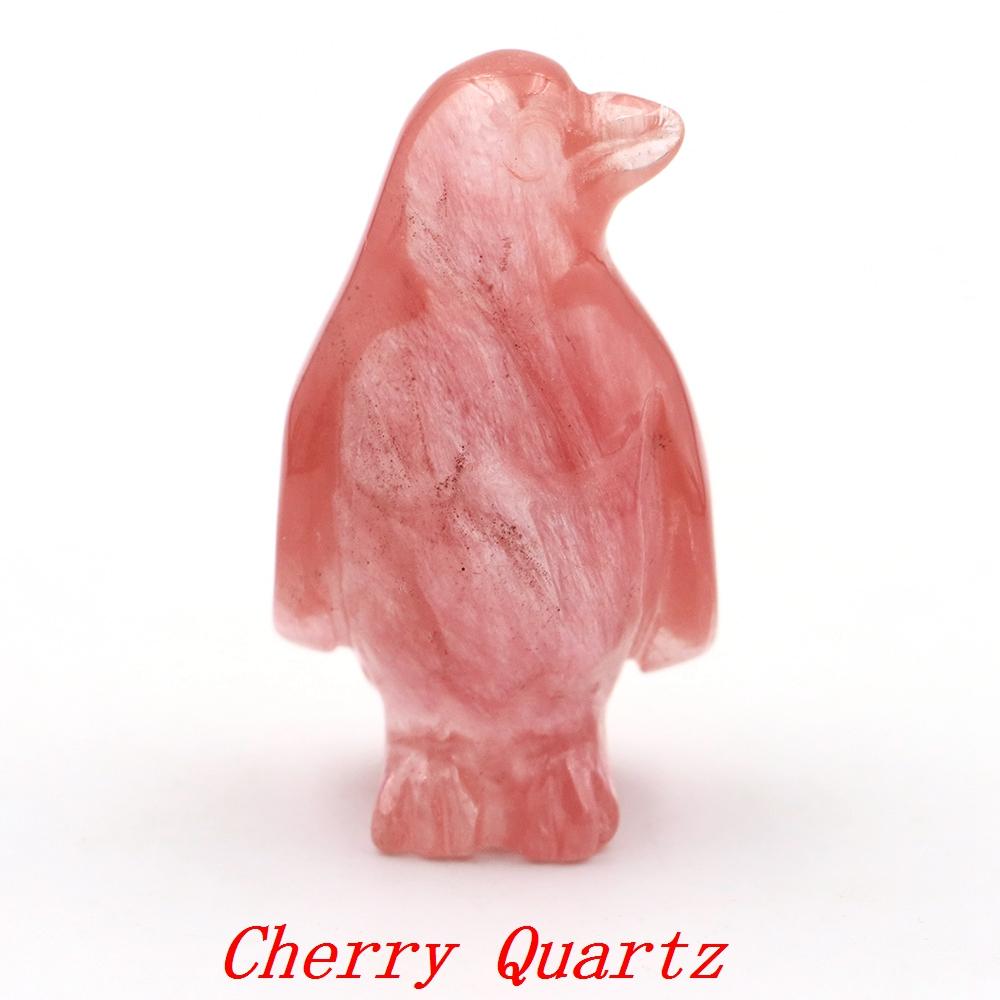 Cute Penguin Statue Natural Amethyst Rose Quartz Healing Crystals Stones Carving Reiki Animal Figurines Crafts Room Decoration