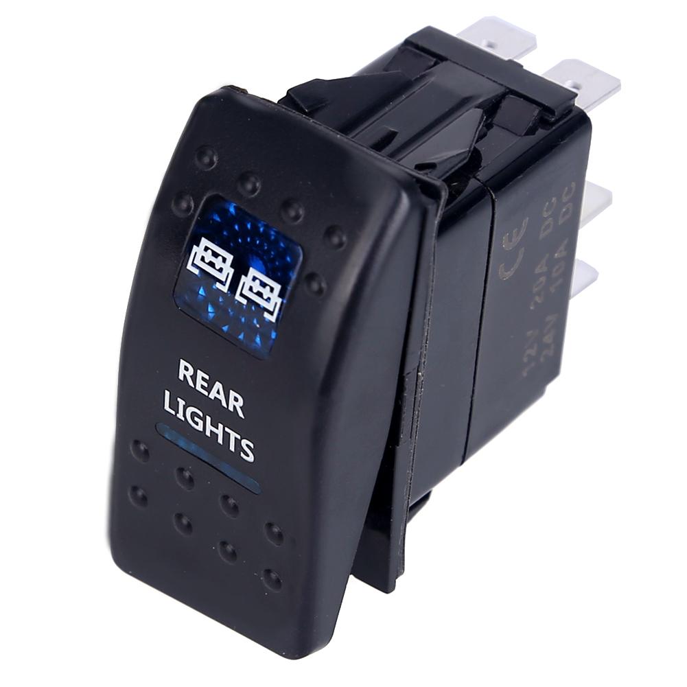 Car Switch Boat Truck Light Led Toggle Switch 5pin Waterproof 12/24V Bar Style Blue Toggle Rocker Reverse Rear Light Switch