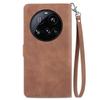 For Xiaomi 15 Ultra Zipper Wallet Case with Strap Flower Imprint PU Leather Phone Cover