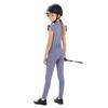 Girls Equestrian Riding Zip Up Stand Collar Ruffled Sleeves Contrast Trim Top Anti Slip Full Seat Breeches Outfit