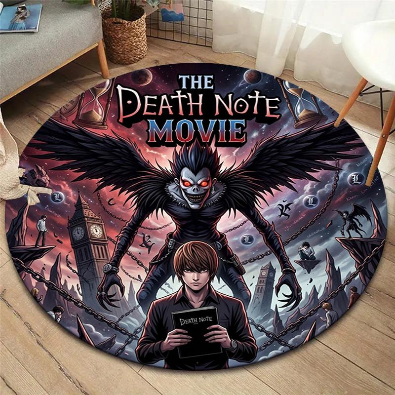 Death Note Round Area Rug Carpet Rug For Living Room Bedroom Sofa Playroom Decor Nonslip Floor Mat