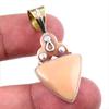 Natural Pink Opal Gemstone 925 Solid Sterling Silver Two Tone Pendant 1.5" A3d58