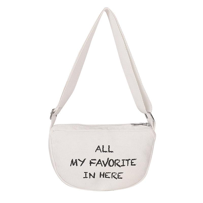 Детская холщовая сумка-мессенджер с принтом букв и смайлика для детского сада