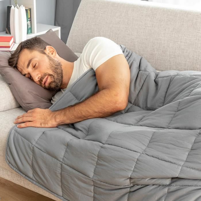 Couverture Lestée - INNOVAGOODS - 120x180 cm - Gris - 5 Couches - Sac de Transport