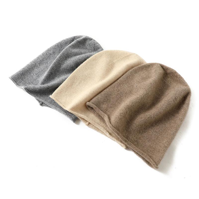 New Autumn and Winter Women's Solid Color Rolled Simple and Laid Back Style Warm Headpiece Knitted Cap