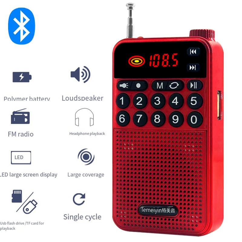Portable Mini Radio Bluetooth Speaker Flashlight LED Display TF Card High Volume Speaker MP3 Player for The Elderly