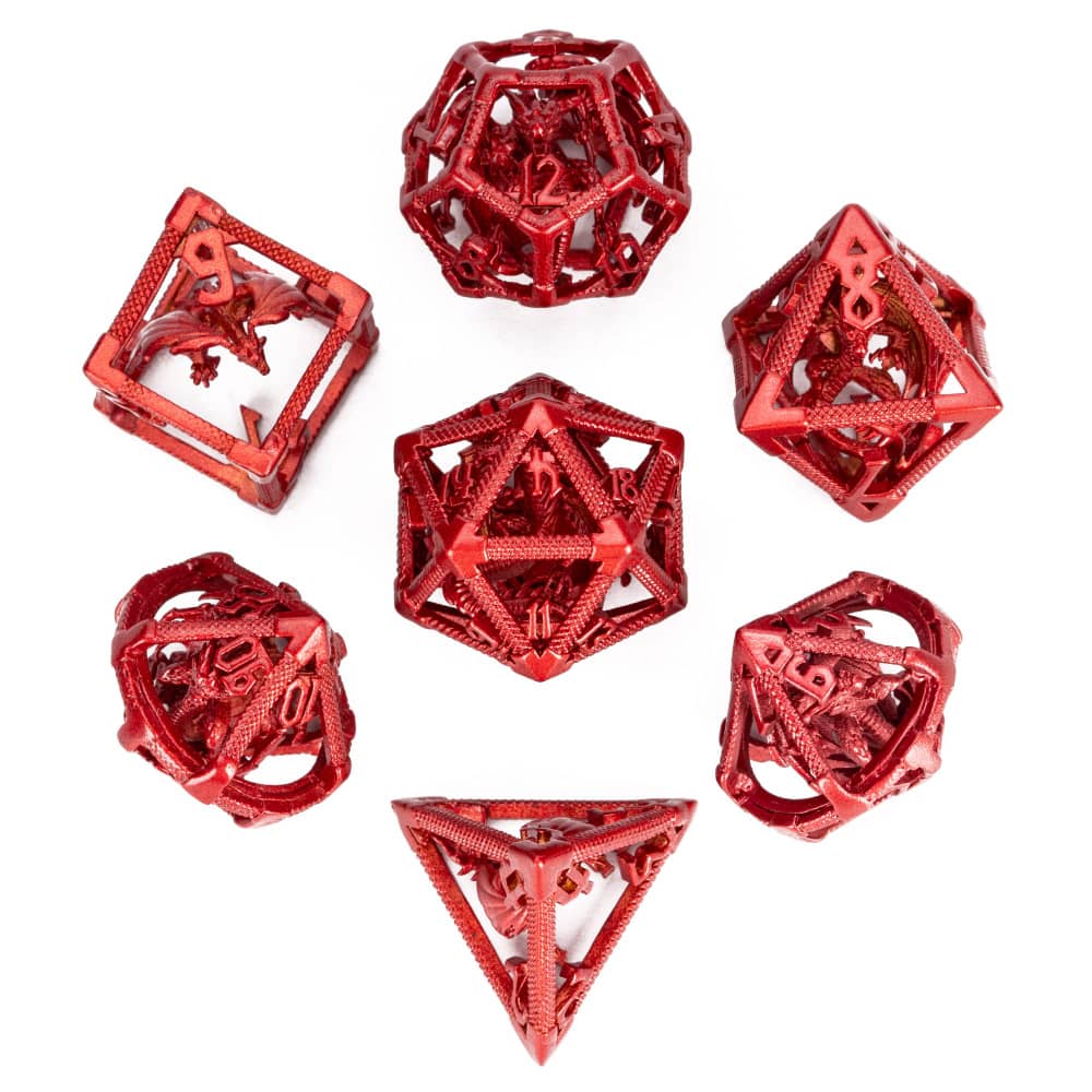 Cusdie Набор кубиков DND из металла с полым драконом, 7 шт., D4-D20, многогранный набор кубиков с железной коробкой для ролевых игр, Pathfinder, настольные игры