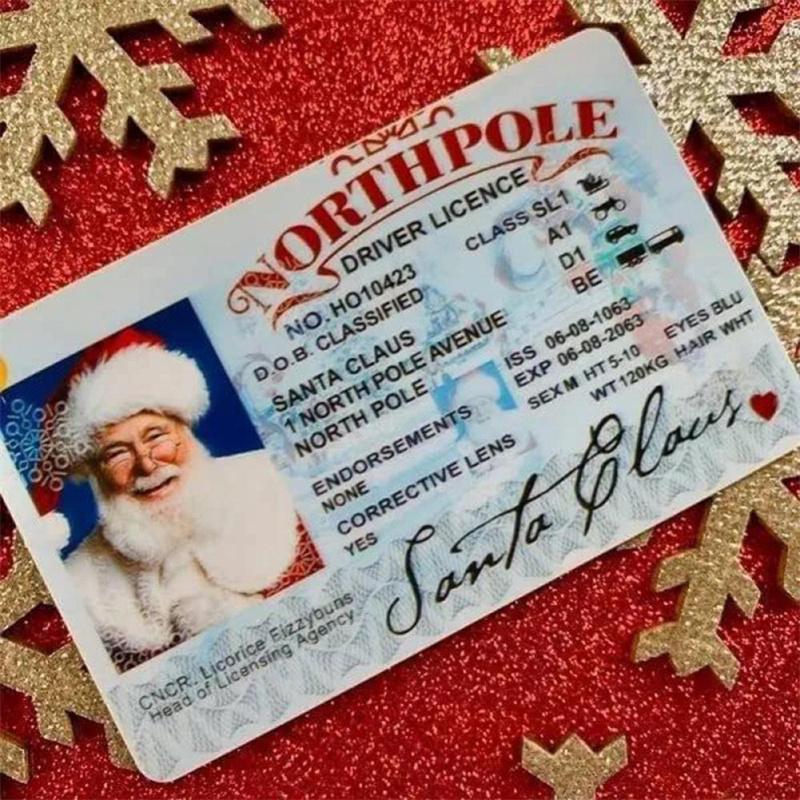 20-5 шт. Рождественская открытка Санта-Клаус Летная лицензия Канун Рождества Водительские права Рождественский подарок для детей Рождественское украшение
