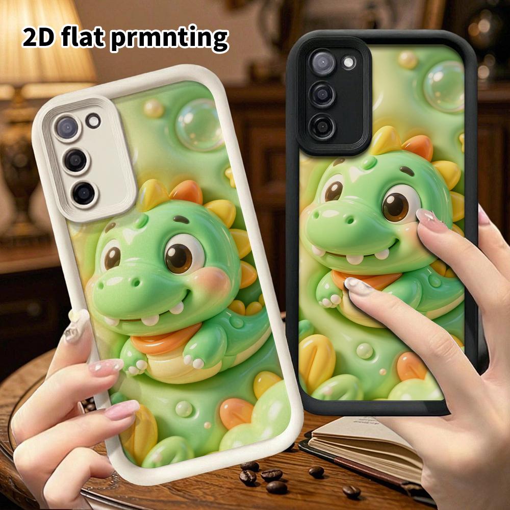 Phone case: 2D flat design suitable for Samsung Galaxy A34 A35 M05 M06 S20 S22 S21 FE Plus 5G protective case, green little dinosaur, perfect Christma